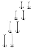 Besteel 8pcs 18G Stainless Steel Lip Rings Labret Monroe Nose Studs Ear Piercings Tragus 6-12mm Bar Length