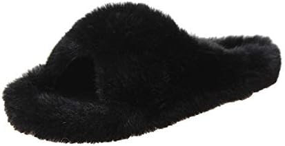 フリースのスリッパの女性は、快適な妊娠中の女性は、女性の靴をスリッパ の綿のスリッパを着用します ZHYGDQ (Color : Black cross, Size : 37)