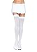 Leg Avenue Women's Plus Size Solid Hue Thigh Highs costume hosiery, White, 1X US