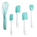 GreenLife Cooking Tools and Utensils, 5 Piece Nylon and Silicone Baking Set with Spatulas Wisk and Brush, Dishwasher Safe, Turquoise
