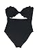 Cupshe Fashion Women's Sexy Irregular Hem One Piece Padded Bikini Set (Large), Black