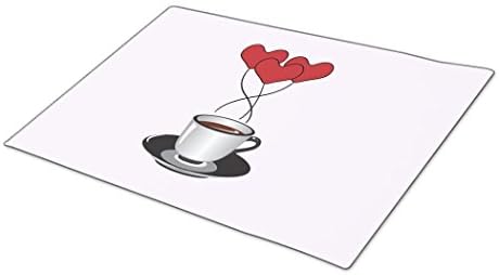 Monogrammed Door Mat Coffee Cup Balloons Hearts - Red White Black Entry Mats