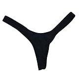 Ankola Sexy Women's Bikini Thong Bottom Brazilian V Semi Swimsuit Fashion Swim Pantie (S, Black)