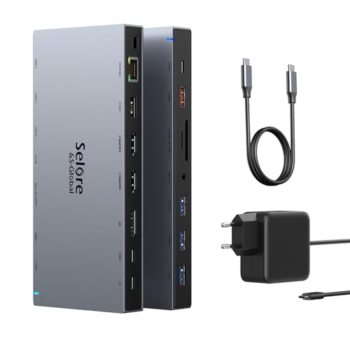 USB-C Dockingstation mit 65W Netzteil 15 in 1 USB-C Dock 3 Monitore