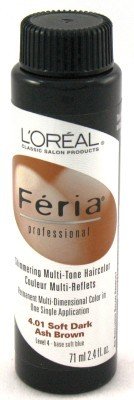Loreal Feria Color #4.01 2.4oz Soft Dark Ash Brown (3 Pack)
