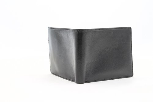 Tony Perotti Mens Italian Bull Leather Classic Bifold Credit Card Wallet in Black