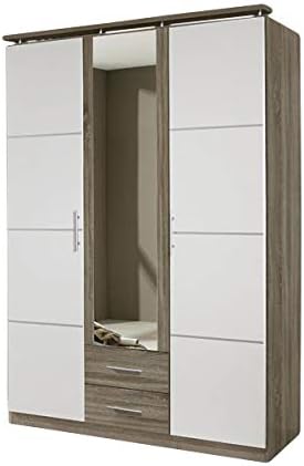 Kleiderschrank Devin Weiss Grau Eiche Havanna 3 Turen B 136 Cm Schrank Spiegelschrank Wascheschrank Kinderzimmer Jugendzimmer Schlafzimmer Amazon De Kuche Haushalt