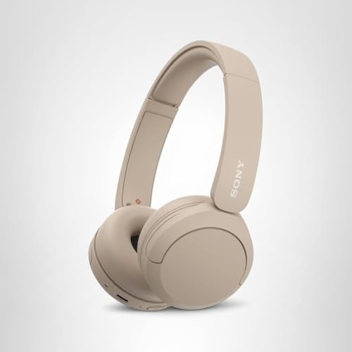 Sony WH-CH520 Auriculares inalámbricos Auriculares supraaurales Bluetooth con micrófono y hasta 50 Horas de duración de la batería con Carga rápida, Capuchino