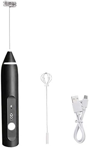 MyCozy Rechargeable Electric Egg Beater Milk Foam Frother Foamer Whisk Mixer Stainless Steel Stirrer Egg Beaters Stiring Tea Stir Bar Baking Cream Foam Drink Mixer (Black)