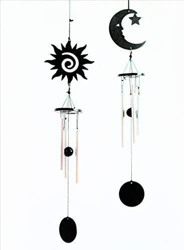 Sun and Moon Wind Chimes Set of 2 –Outdoor Home décor, Patio, and Garden Gifts - Elegant Metal Design Chimes with Relaxing and Soothing Melodic Tones