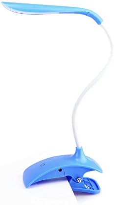 AWASA 5W LED Clamp Lamp Light BOOK Lamp Desk Lamp, Rechargeable Clip LED Desk Lamp, Gooseneck LED Reading Lamp Table Lamp, Daylight White, bed light clip Lamp (Blue)