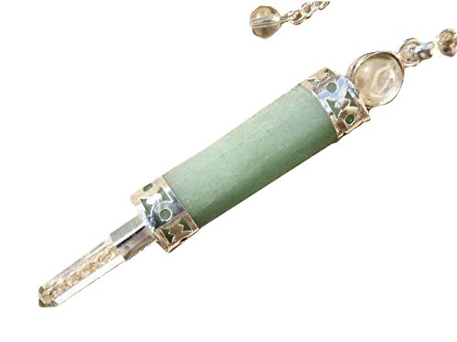 Verde aventurina/cuarzo multi facetado varita péndulo de radiestesia sanación