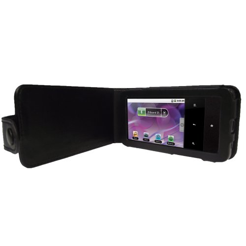 iGadgitz Black Genuine Leather Case Cover for Creative Zen Touch 2 Android MP3 Player