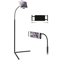 Tablet Floor Stand, Gooseneck Long Arm Cell Phone Holder Mount for 7-13inch Tablet iPad, Including ipad Pro/Mini/Air, Samsung Galaxy Tab,Kindle Black