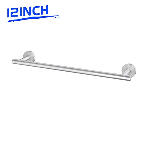 image for LuckIn Brushed Nickel Towel Bar for Bathroom, 12 Inch Towel Holder Sta