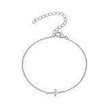 PAVOI 14K Gold Plated CZ Simulated Diamond Crucifix Sideways Cross Bracelet for Women