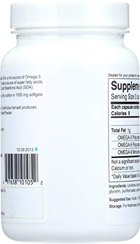 MANITOBA HARVEST HEMP SEED OIL SOFTGELS, 2,475MG OF PLANT BASED OMEGAS 3,6 & 9 PER SERVING INCLUDING GLA, FISH OIL ALTERNATIVE, 60 COUNT (PACK OF 1) PACKAGING MAY VARY