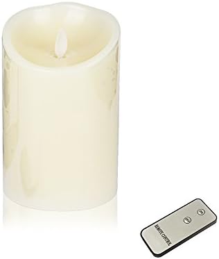 HueLiv LED Candle with Real-Flame Effect, 9 x 14cm, Classic Paraffin Wax Pillar Candles, Vanilla Scented, Battery Operated with Timer, Free Remote Control, Ivory White