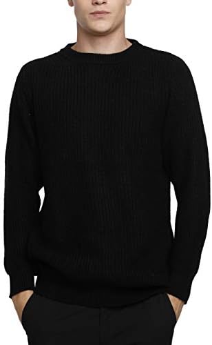 Men's Winter Cashmere Knitted Casual Crew Neck Long Sleeve Loose Wool Pullover Sweater Tops