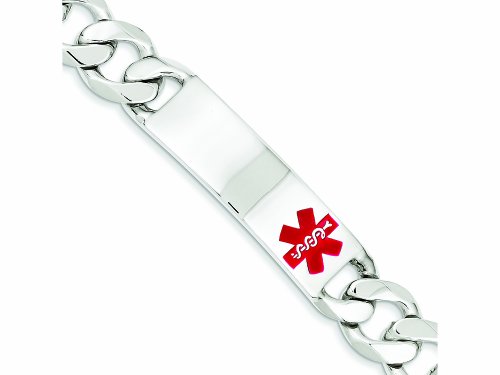 Sterling Silver Polished Medical Curb Link Id Bracelet