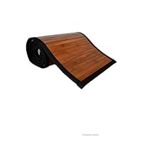 American Chateau 12 X 60 Inches Chocolate Brown Slat Bamboo Table Runner Thick Felt Backing