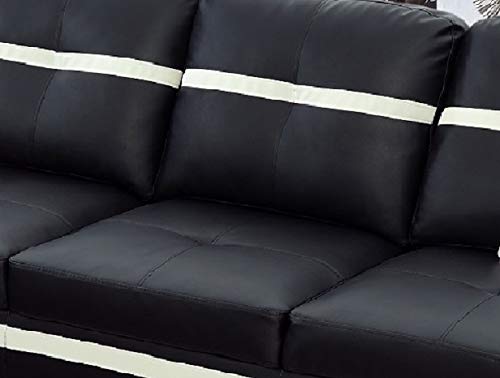 Beverly Fine Funiture Sectional Sofa Set, Black with White Stripe