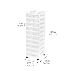 IRIS Medium 10-Drawer Cart with Organizer Top, White