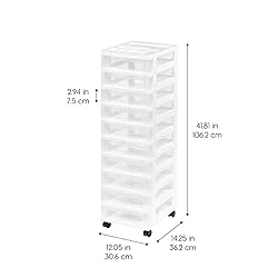 IRIS Medium 10-Drawer Cart with Organizer Top, White