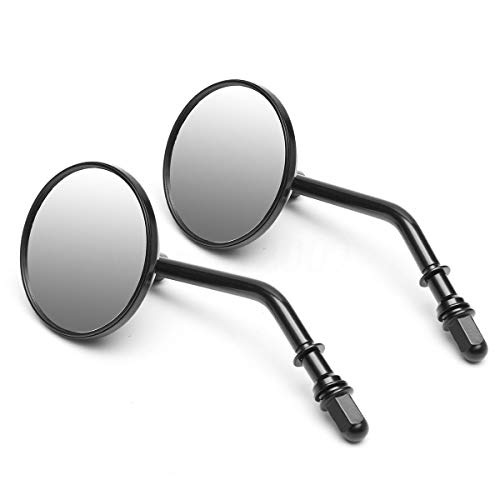 CHELIYA 1 Pair 8mm 3" Classic Retro Motorcycle Rearview Round Mirror for Harley Davidson Sportster Softail Road