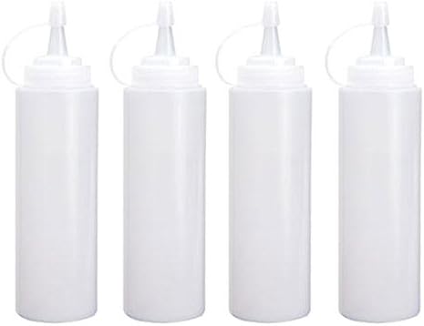 Goodservice4y Plastic Bottle Dressing Squeeze 8-oz/12-oz/16-oz/24-oz (4PCS 16oz Clear)