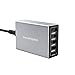 USB Charger RAVPower 40W 4-Port Metal Desktop Charger Charging Station with iSmart 2.0 Tech for iPhone X / 8/ 7 / 6s / Plus, Galaxy S7 / S6 / Edge / Plus, Note 5 / 4 and More
