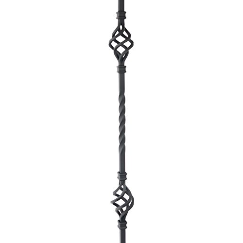 T05 - Iron Balusters - Double Basket - Hollow - 44 in X 1/2 in Square - Box of 10 (Satin Black)