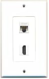 RiteAV - 1 Cat5e Ethernet and 1 HDMI Decorative Wall Plate - White