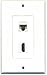 RiteAV 1 Cat5e Ethernet and 1 HDMI Wall Plate Oversized Jumbo MIDI White