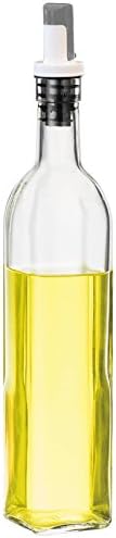 Jeanzer Olive Oil Dispenser &amp; Vinegar Cruet, 17 Oz Glass Oil Pourer Bottle with Non-Drip Spout for Kitchen Cooking