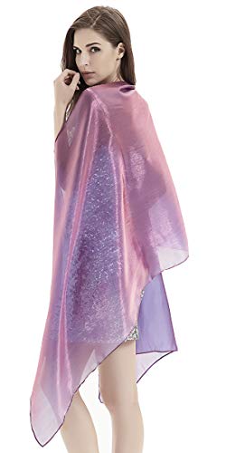 Alivila.Y Fashion Womens Organza Bridal Evening Soft Wrap Scarf Shawl-Purple Organza