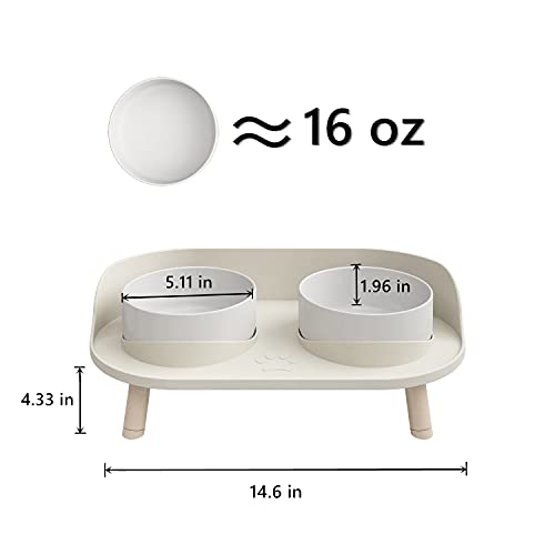 Elevated Cat Food Bowls with NoSpill Design, Raised Ceramic Cat Dog