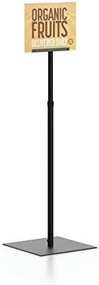 Adjustable Height Sign/Info Card Holder Pedestal Floor Stand for Rigid Graphic, Black