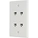 Buyer's Point Cat6 Female-to-Female Wall Plate | UL Listed, 4 Ports with an Easy Install Low Voltage Mounting Bracket, Perfect for High Speed Data Connection at Work or Home (White) — 1 Pack