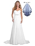 Dreambridal Simple A Line Chiffon Bride Wedding Dress, White, Size 2
