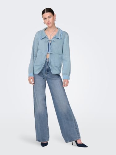 ONLHope Life Wide High Waist Jeans - Vaqueros de Corte Ancho para Mujer, Mezclilla De Color Azul Claro, 28W x 32L
