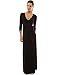 PattyBoutik Women's 3/4 Sleeve Faux Wrap Maxi Dress (Black L)