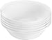 6 Piece White Soup/Salad/Cereal/Desserts Bowl Set- Dishwasher Safe Opal Glassware