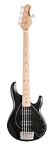 Ernie Ball Music Man Stingray 5 String Bass, Black, Double Humbucker, Maple Board
