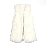 ETOSELL Lady Faux Fur Vest Waistcoat Long Hair Winter Warm Coat Jacket Gray