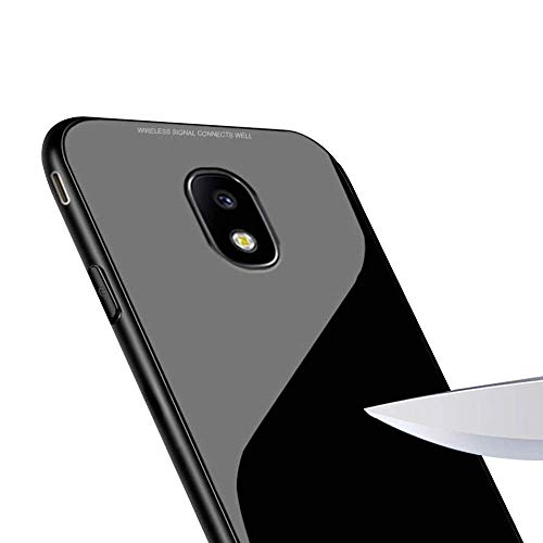 Mobiclonics Toughened Glass with Shockproof TPU Bumper Back Case Cover for Samsung Galaxy J7 Pro (Black)