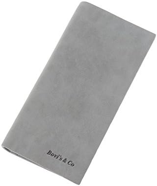 KeepVogue Men's Leather Durable Slim Wallets Long Bifold Multi-Card Wallet (Grey)