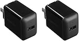 AmazonBasics One-Port 12W USB Wall Charger for Phone, iPad, and Tablet, 2.4 Amp, Black (2-Pack)
