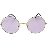 VIGUEUR Retro Round Sunglasses, Purple Hippie Style, Circle Lens, 60s Fashion