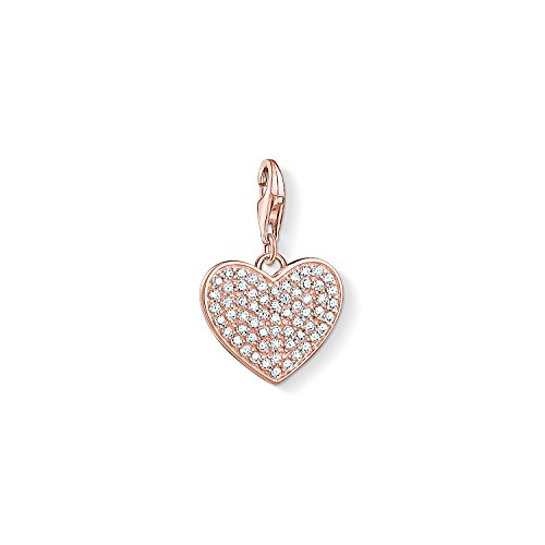 Rose gold white stone heart Charm